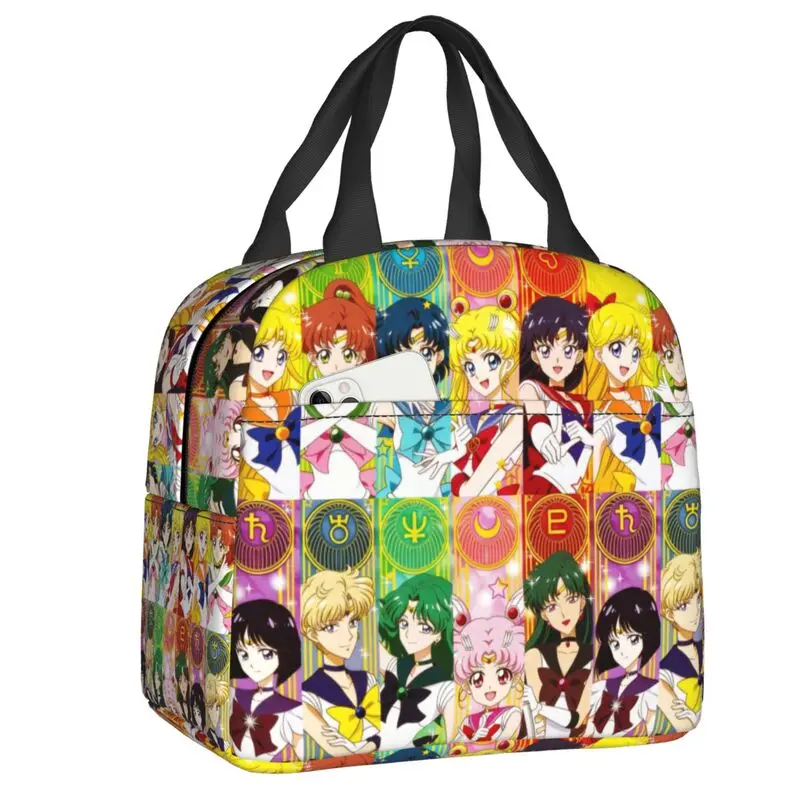 

Cartoon Anime Girl Sailors Moons Lunch Bag Reusable Cooler Thermal Insulated Bento Box For Women Kids School Food Tote Bags