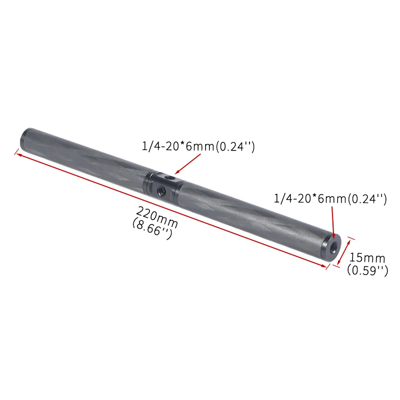 15mm Kohle faser stange mit zwei 1/4-20*6mm Gewinde für DSLR-Kamera folgen Fokus System Kamera Schienen stange schwarz 1/4mm – Detail 9