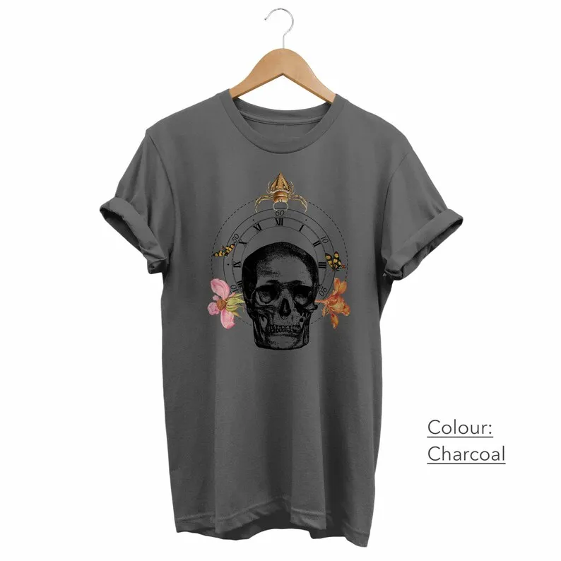 Beautiful Skull Artistry: Gothic Grunge Edgy E-Girl Tee