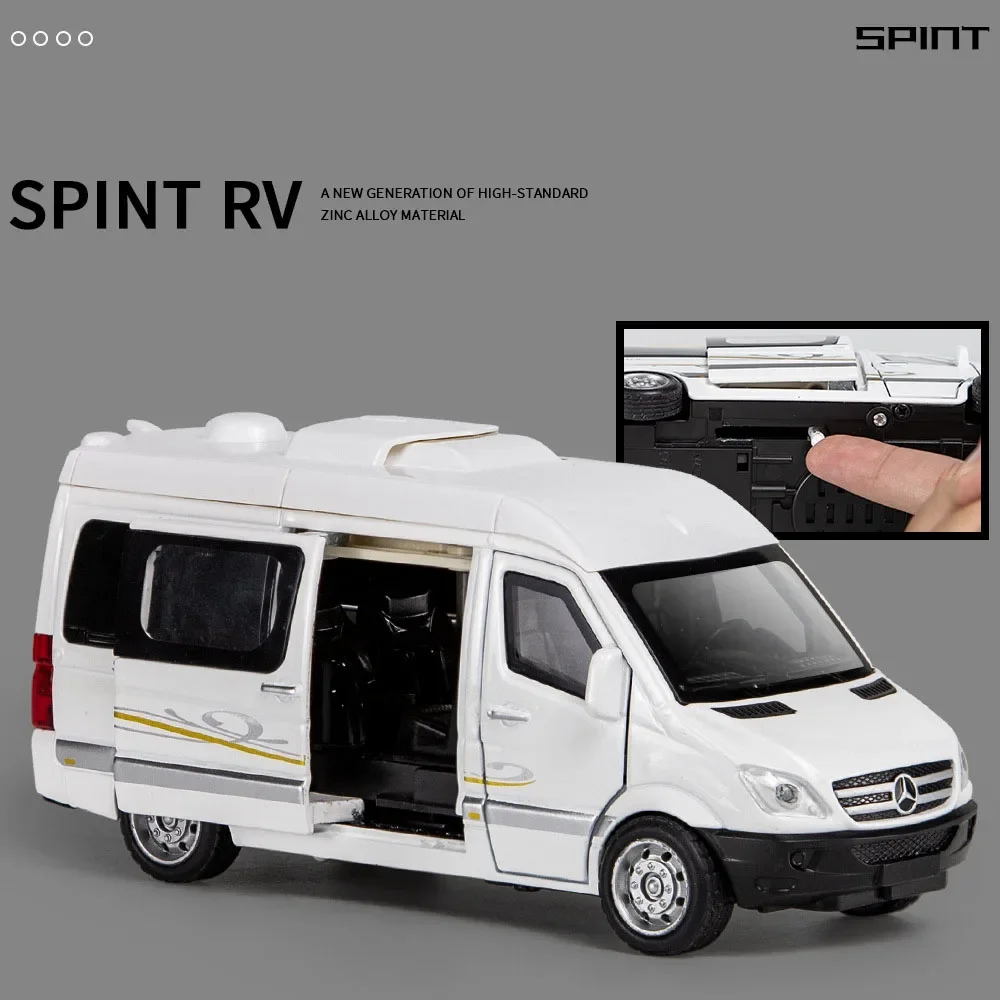 Hot 1:32 Scale Diecast Car Benz MPV Sprinter Metalowy model ze światłem i dźwiękiem Pojazd wycofany Kolekcja zabawek ze stopu na prezenty