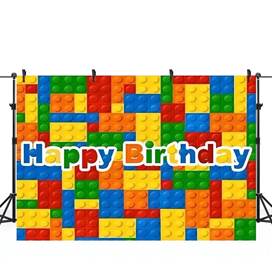 1pc Building Blocks compleanno Banner compleanno sfondo Building Blocks tema festa di compleanno decorazione forniture festa foto Bac