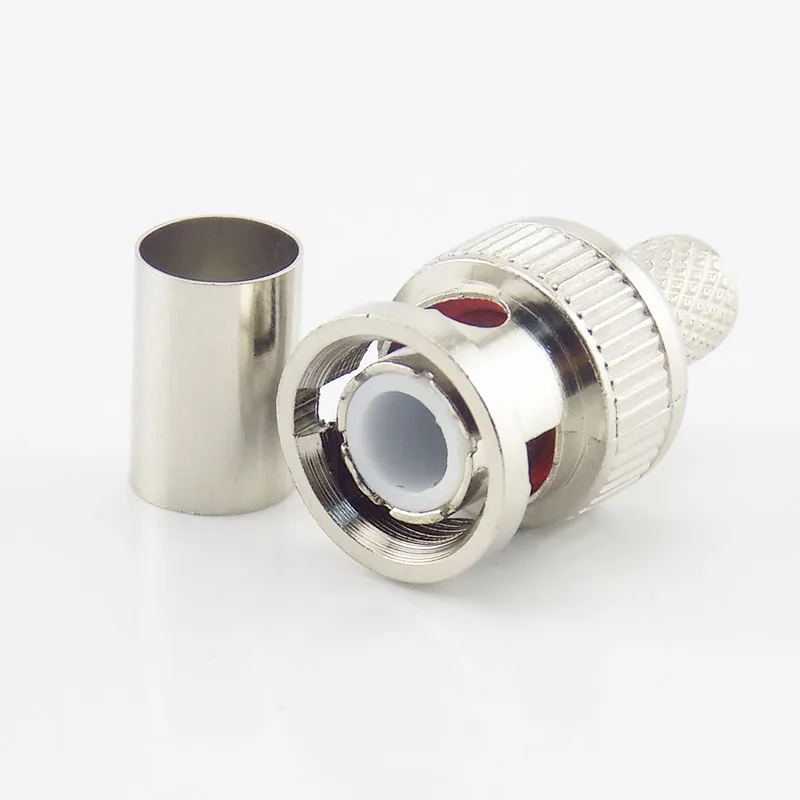 10Pcs/Lot 3 In 1 BNC Male Rg59 Plug Crimp Connectors Coupler Connector To Coax Cable for CCTV Camera System Accessories C6