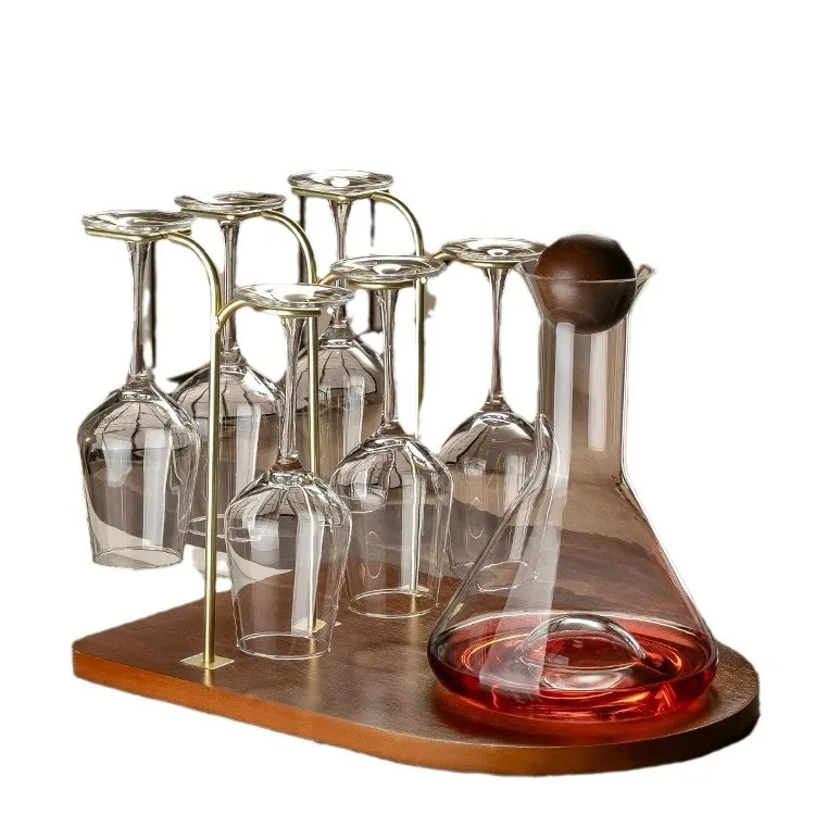 

Chinese high-end crystal glass red wine glass set, household decanter integrated frame, high-value grape goblet