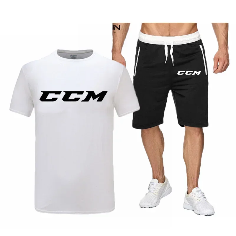 

CCM Brand Printing Mens Summer Harajuku Hip Hop TShirt high quality Cotton T Shirts shorts suit Sportswear