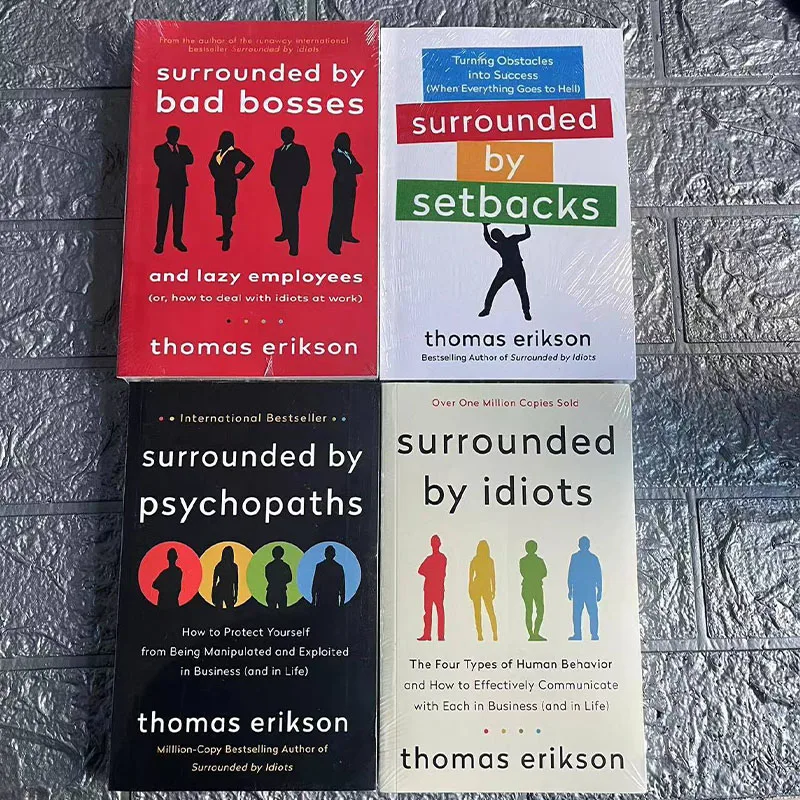 Conjunto de 4 livros de Thomas Erikson, Cercado por idiotas, por psicopatas, por contratempos, Bad Bosses, Bestseller Book in English