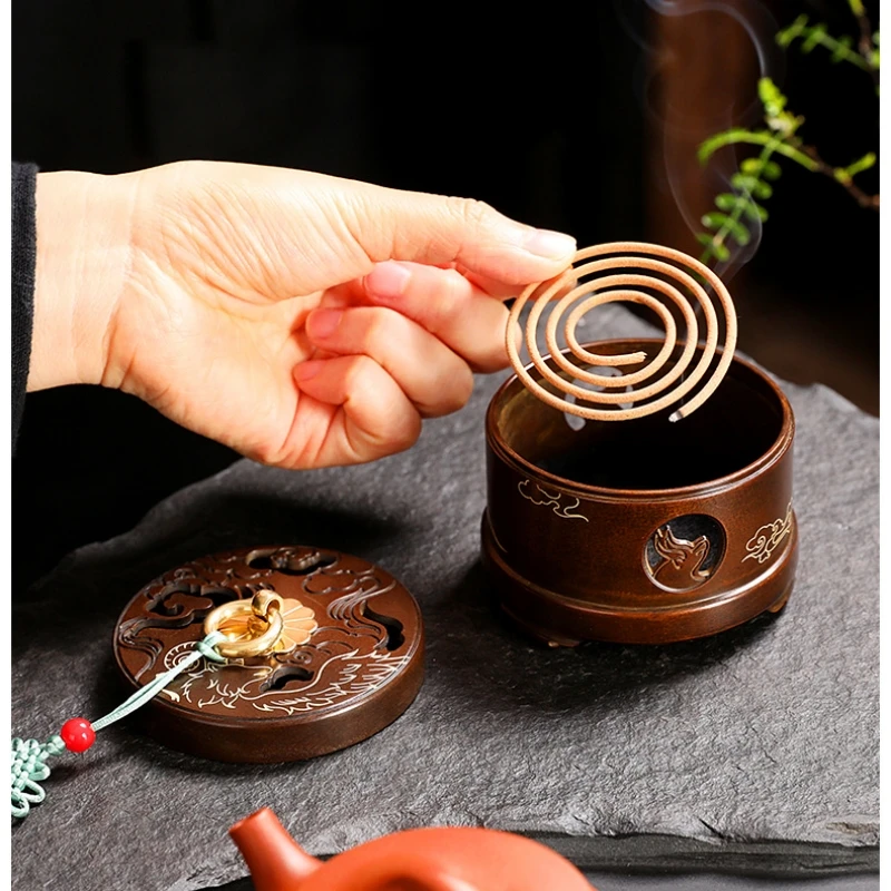 Copper Delicate Incense Holder Burner Censer Aromatherapy Incense Burner Aroma Stove Temple Indoor Decoration