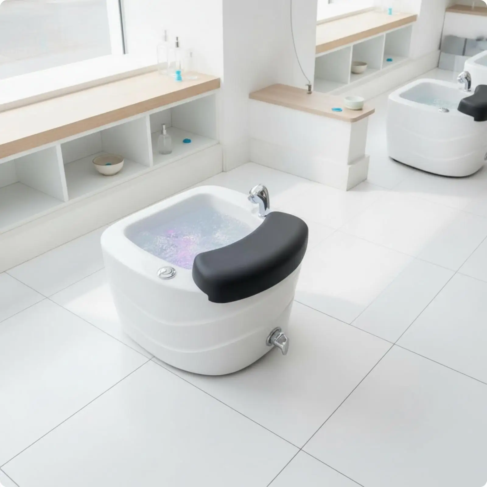 Foot Bath Basin with Footrest Built-in Acrylic Pedicure Tub Ergonomic Footbath Spa Tub for Pedicurists, Salon Owners, Nail - view 5