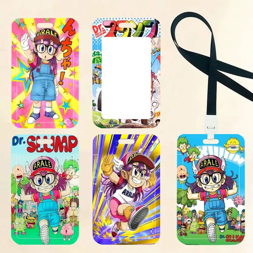 Cartoon Dr S-Slump Arale   ID Card Holder Neck Strap Pendant Door Badge Holder Lanyards Keychain Work Credential Case Gift