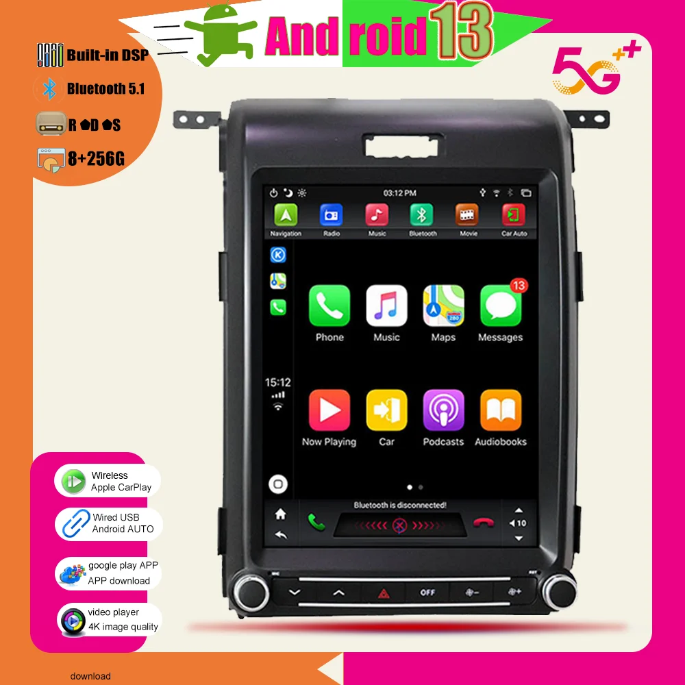 

Car Radio For Ford F150 2009-2014 Vertical screen Carplay Navigator Multimedia Video Player Auto Android12 5G WIFI GPS Head Unit