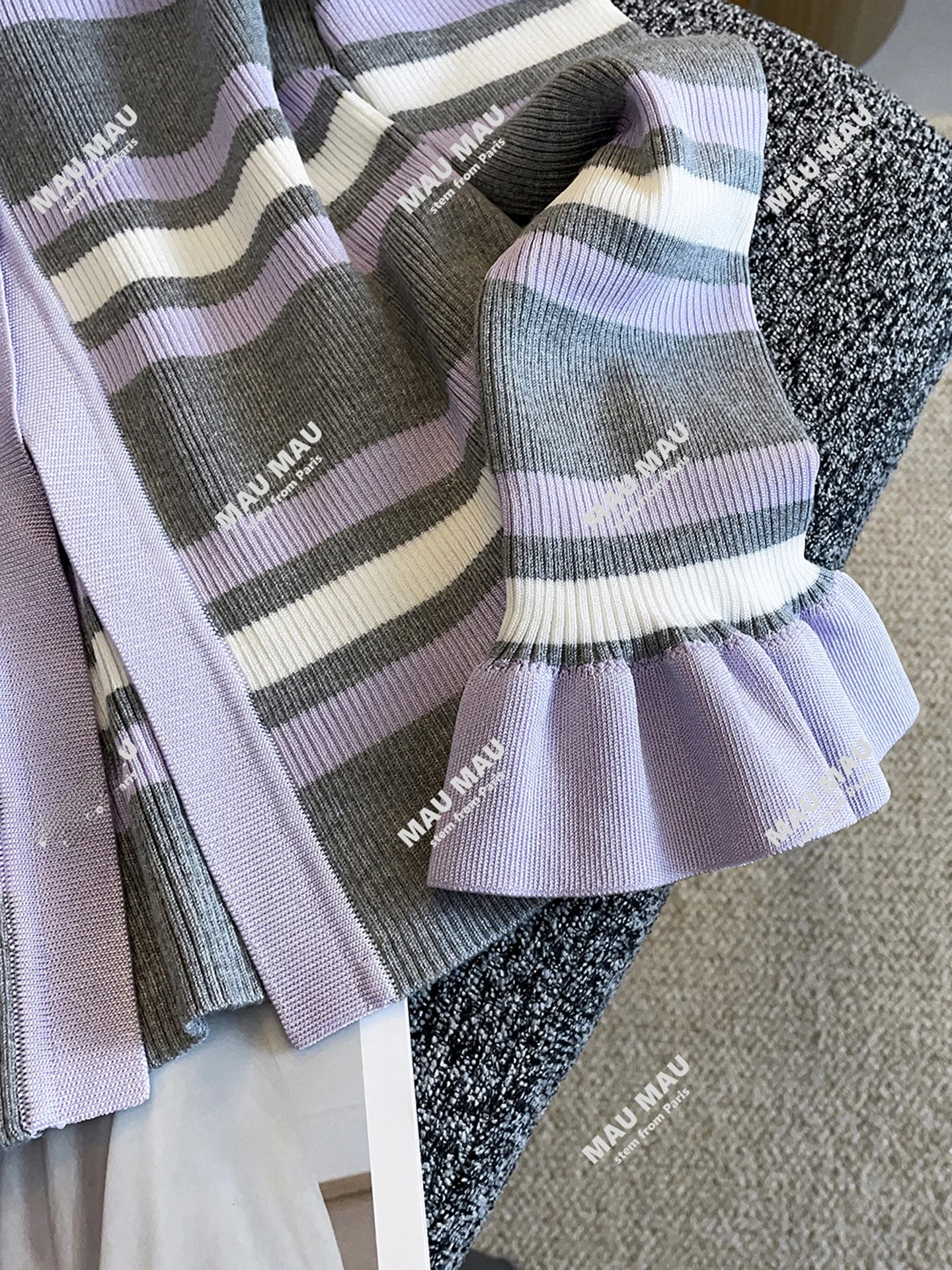 

Ele Women's Knitted Open Cardigan with Bell Sves And Stripes in Commute Sle for Autumn Season Regular Fit Long Sve