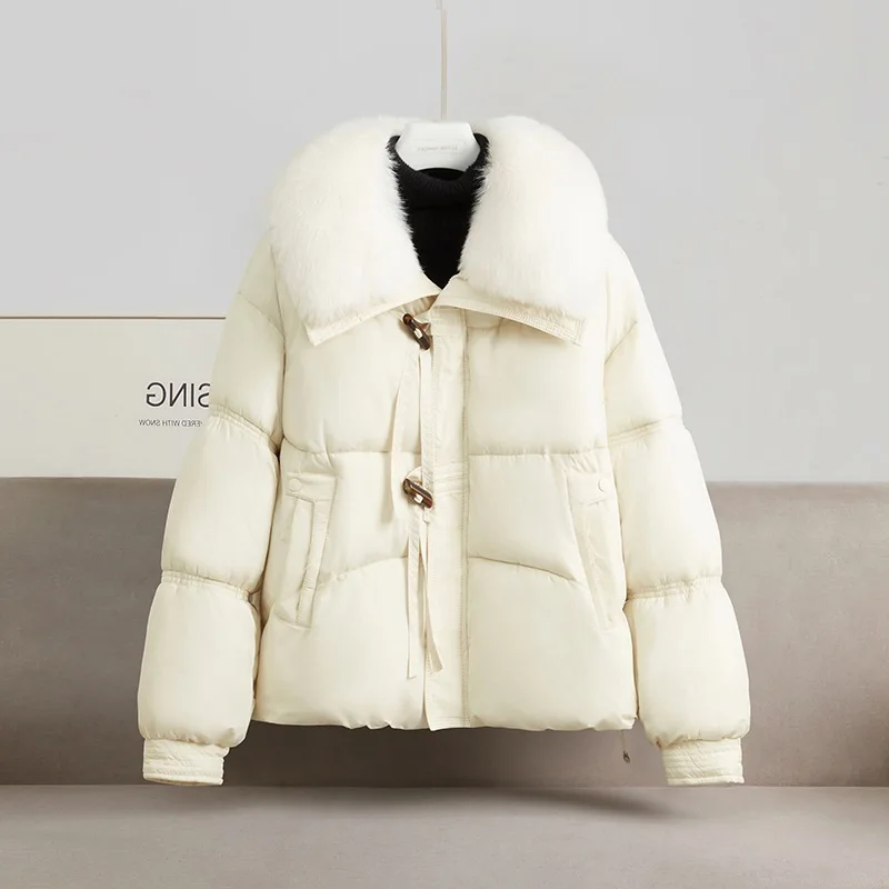 سترة نسائية فضفاضة من القطن شتاء نمط جديد النسخة الكورية طوق الفراء ملابس خارجية عصرية قمة الموضة