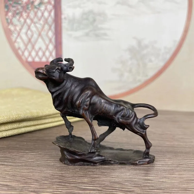 Copper bull ornaments and crafts, all-copper fortune bull, bull symbolizing prosperity and wealth, home and office decoration, e