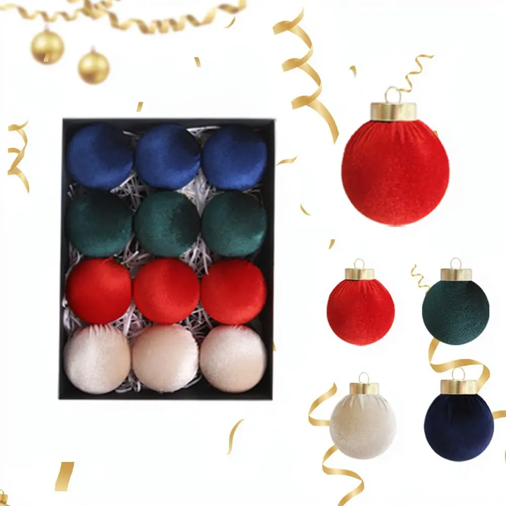 Stylish Christmas Velvet Hanging Baubles Set For Festive Tree Decor Holiday Party Supplies Home Interior Decorative Ornaments