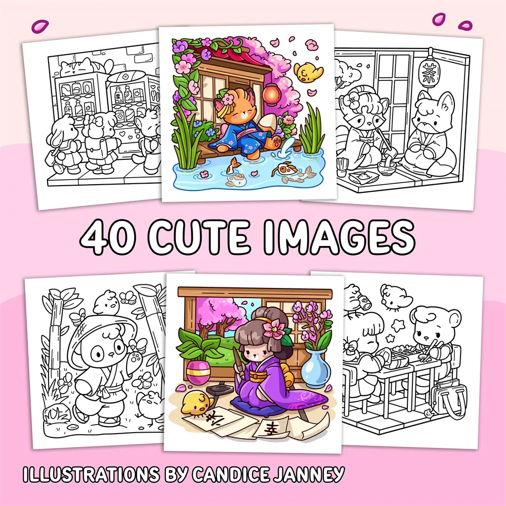 Cozy Japan: Cute Coloring Book for Adults and Teens with Charming Characters and Delightful Japanese Scenes for Relaxation image 4