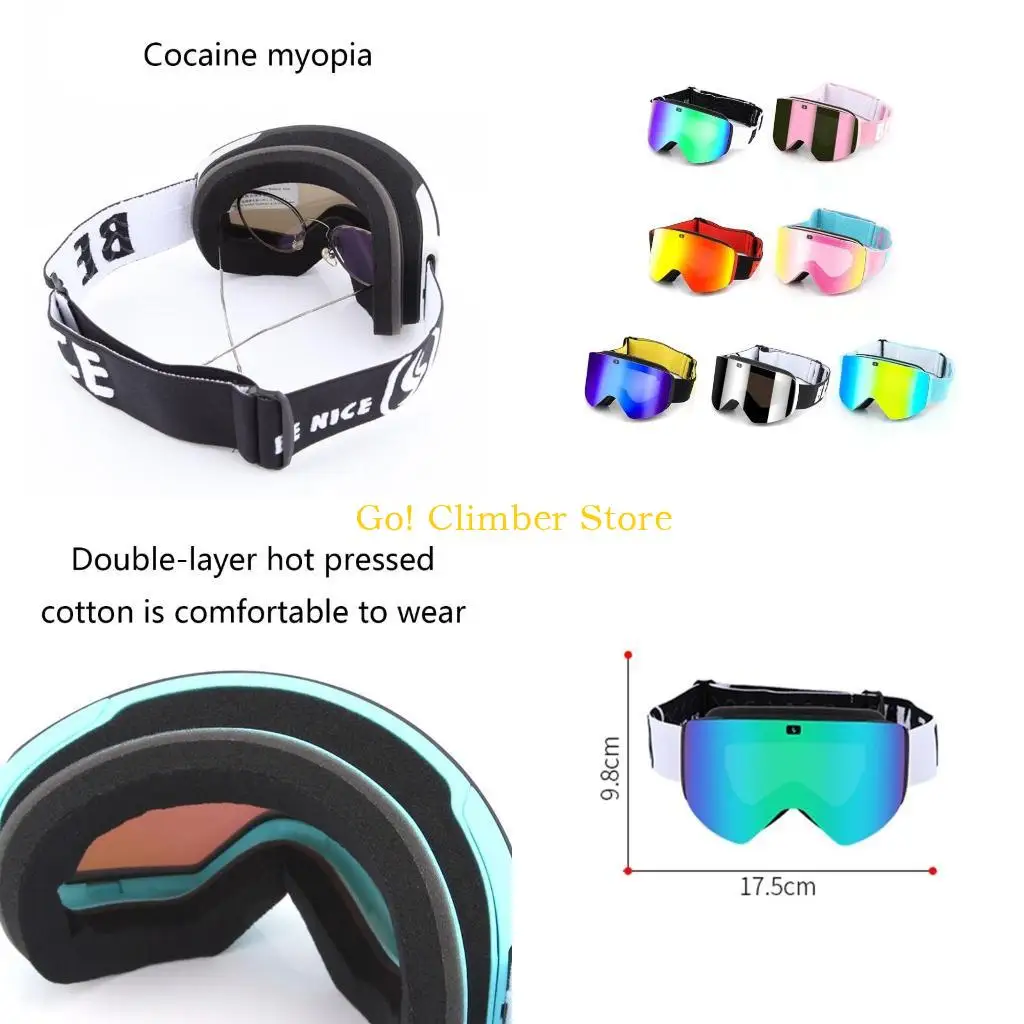 

Q84C Магнитные лыжные очки сноуборд зимний снежный спорт Двойной слои против бокалов лыжные очки для защиты катания на коньках