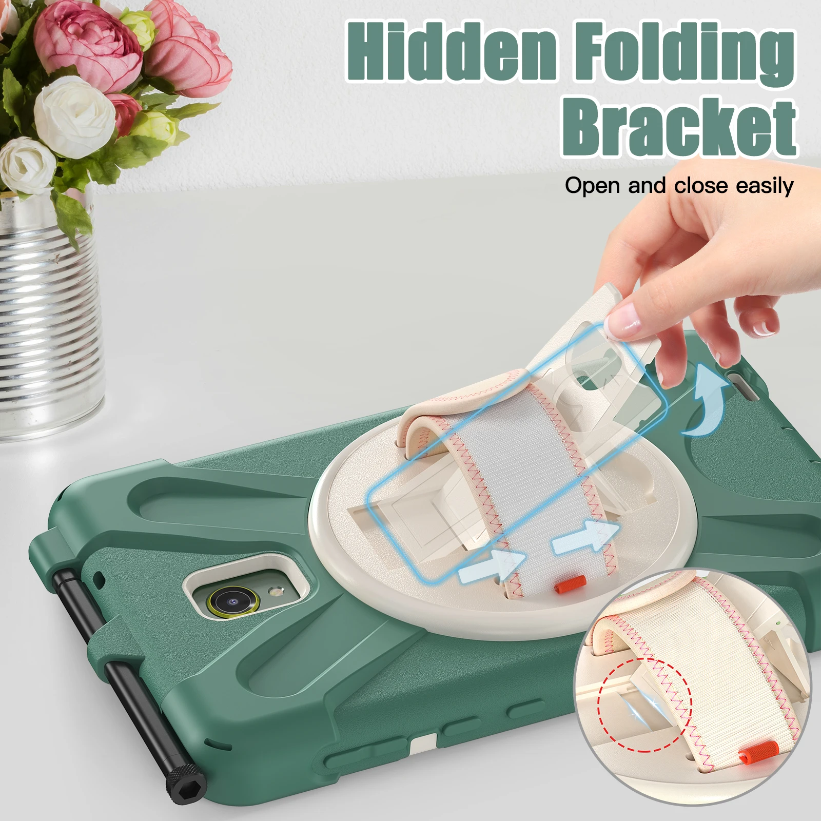 Duty PC + funda protectora de silicona para Samsung Galaxy Tab Active5 SM-X300 Active3 T570 Active 5 3 8,0 "funda con correa para el hombro