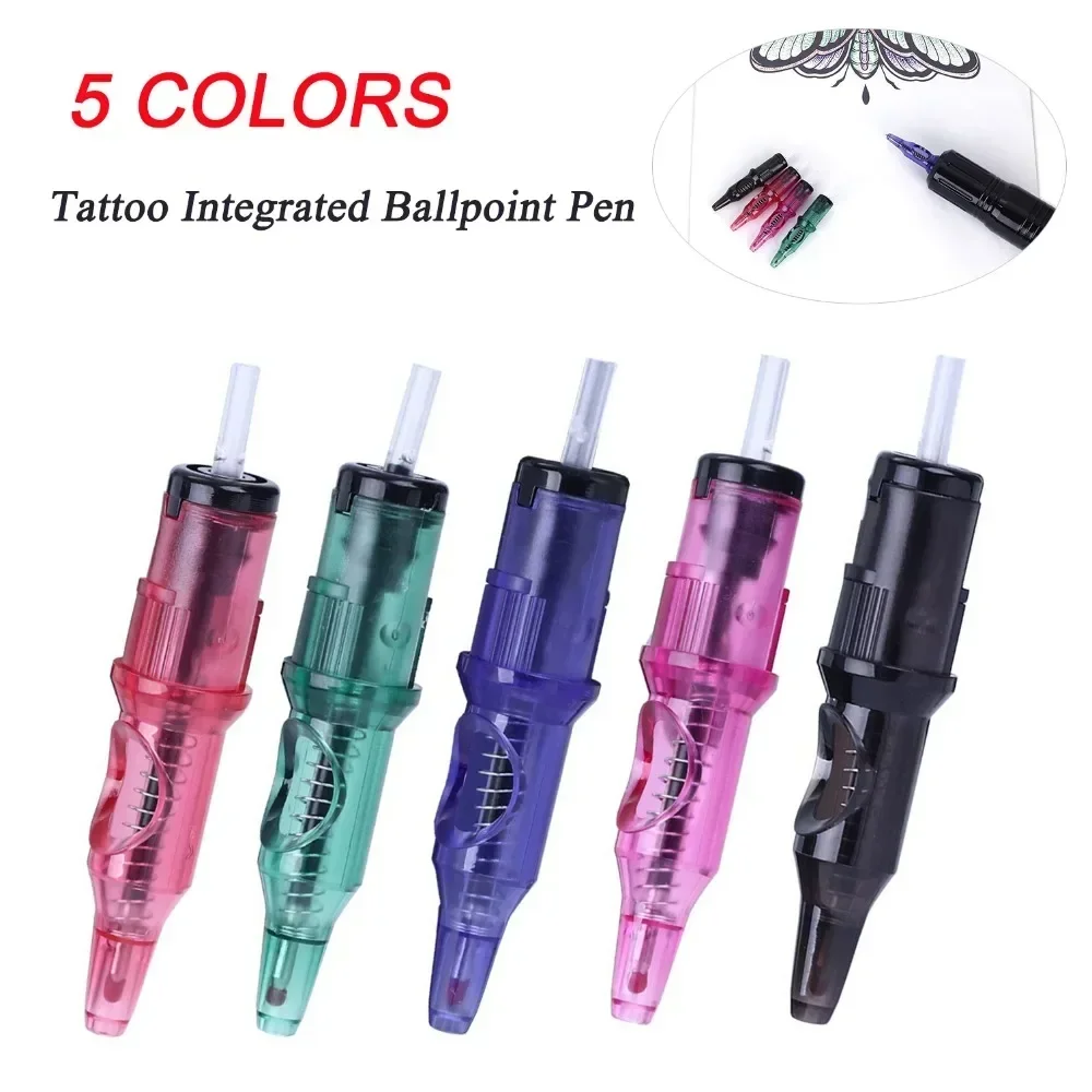 5/10pcs Ballpoint Cartridge Needles for Motor Tattoo Rotary Machine Pen Grip 5Colors Universal Drawing Practice Needles Supplies