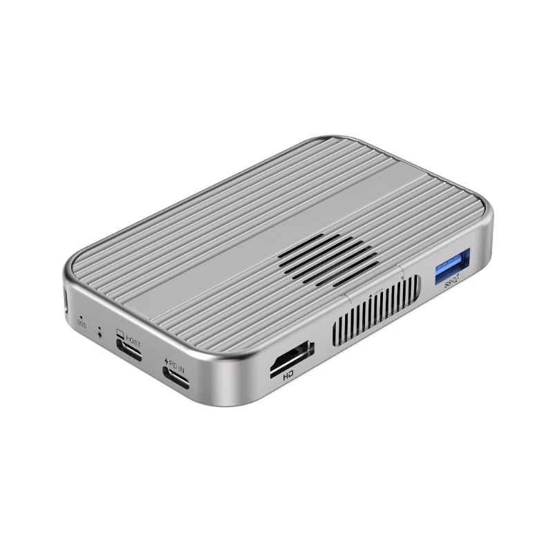 M.2 NVMe Solid Disk Enclosure Case Aluminum USB C Solid Disk Enclosure Fast Transfers 4K60hz PD100W Multiple Port DropShipping