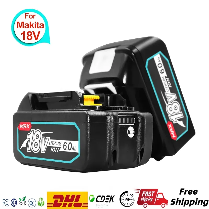 

Makita 18V Tool Rechargeable Battery BL1860 B 18V 6.0AH Backup Battery for Makita 18V BL1860 BL1840 BL1850 with DC18RF Charging