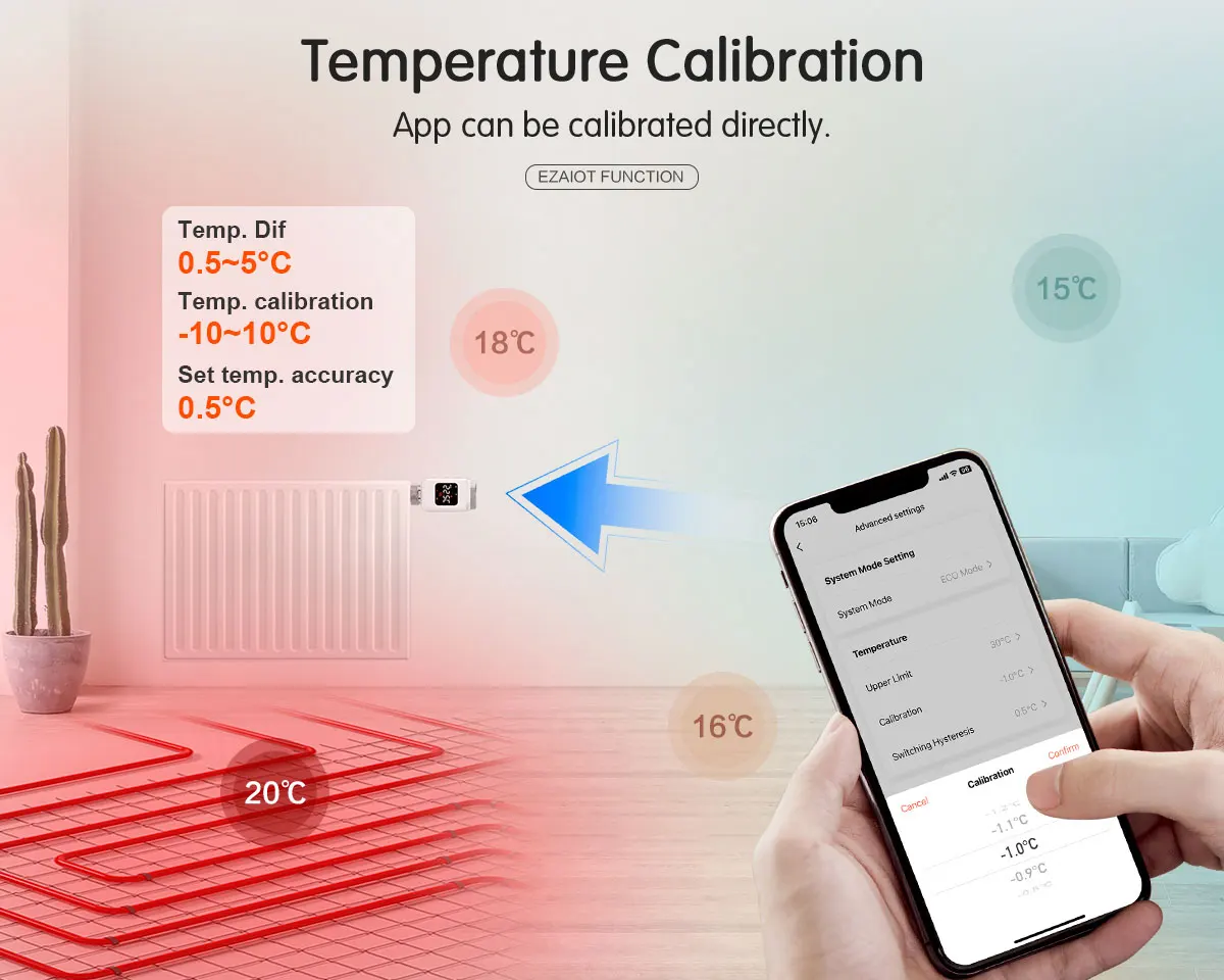 WLAN-Thermostatventil Tuya Smart TRV Programmierbarer Stellantrieb Thermostat Temperaturregler Alexa Google Home – Detail 3
