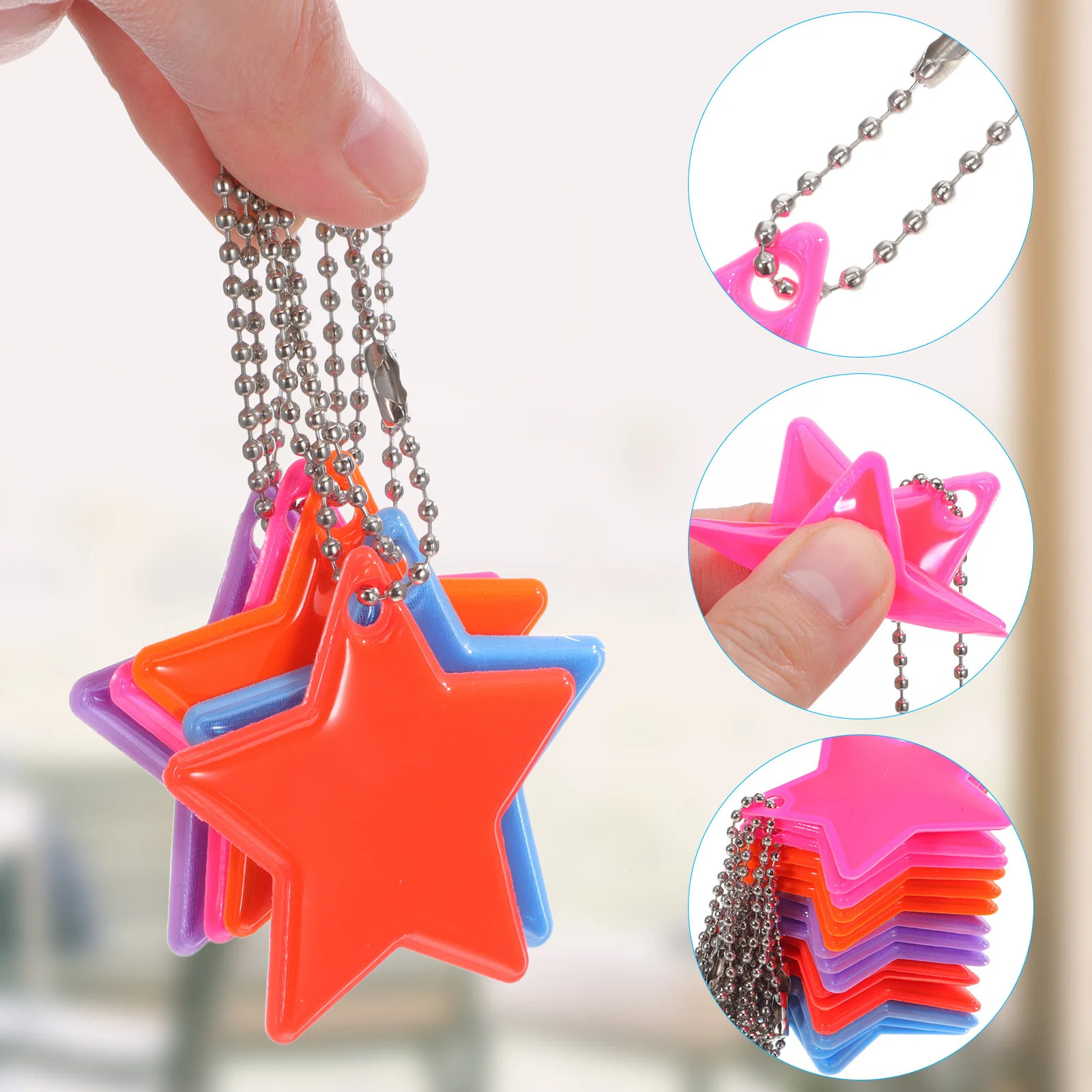 15 個の反射ペンダントキーホルダー暗闇で光るタグバックパックランドセルキッズギア軽量アウトドアアクセサリー