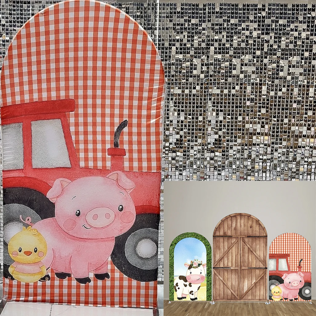 

Farm Theme Arch Backdrop Cover for Baby Birthday Baby Shower Party Decoration,Elastic Fabric,Non-fading Pattern