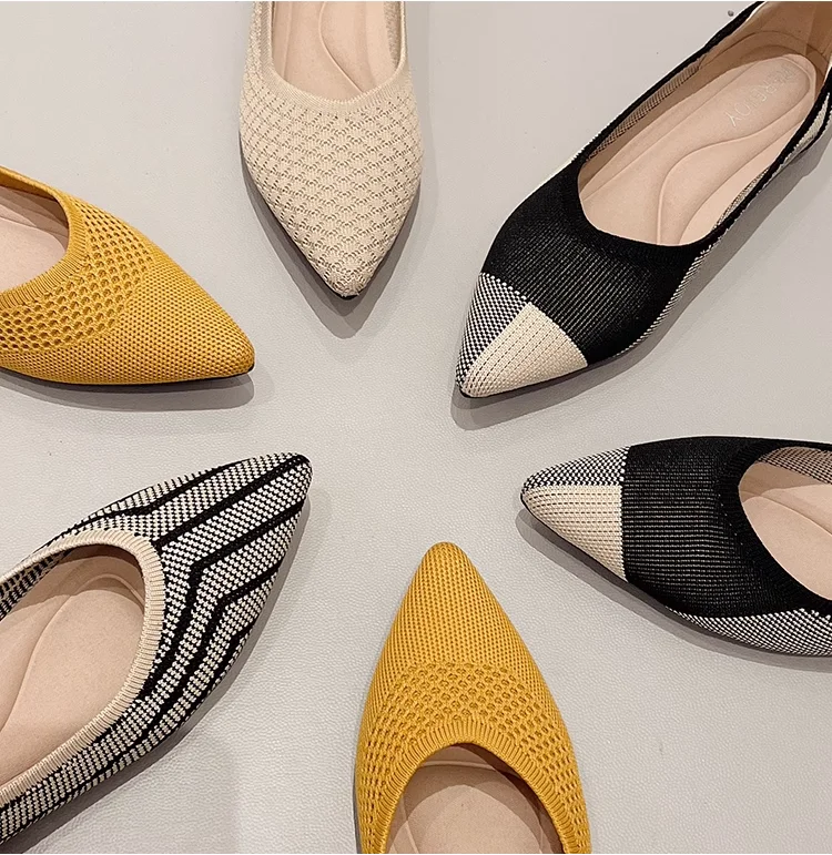 

Maggie's Walker Women's Woven Knitted Flats Spring Pointed-toe Shallow-mouth Casual Shoes Plus Size 35~42