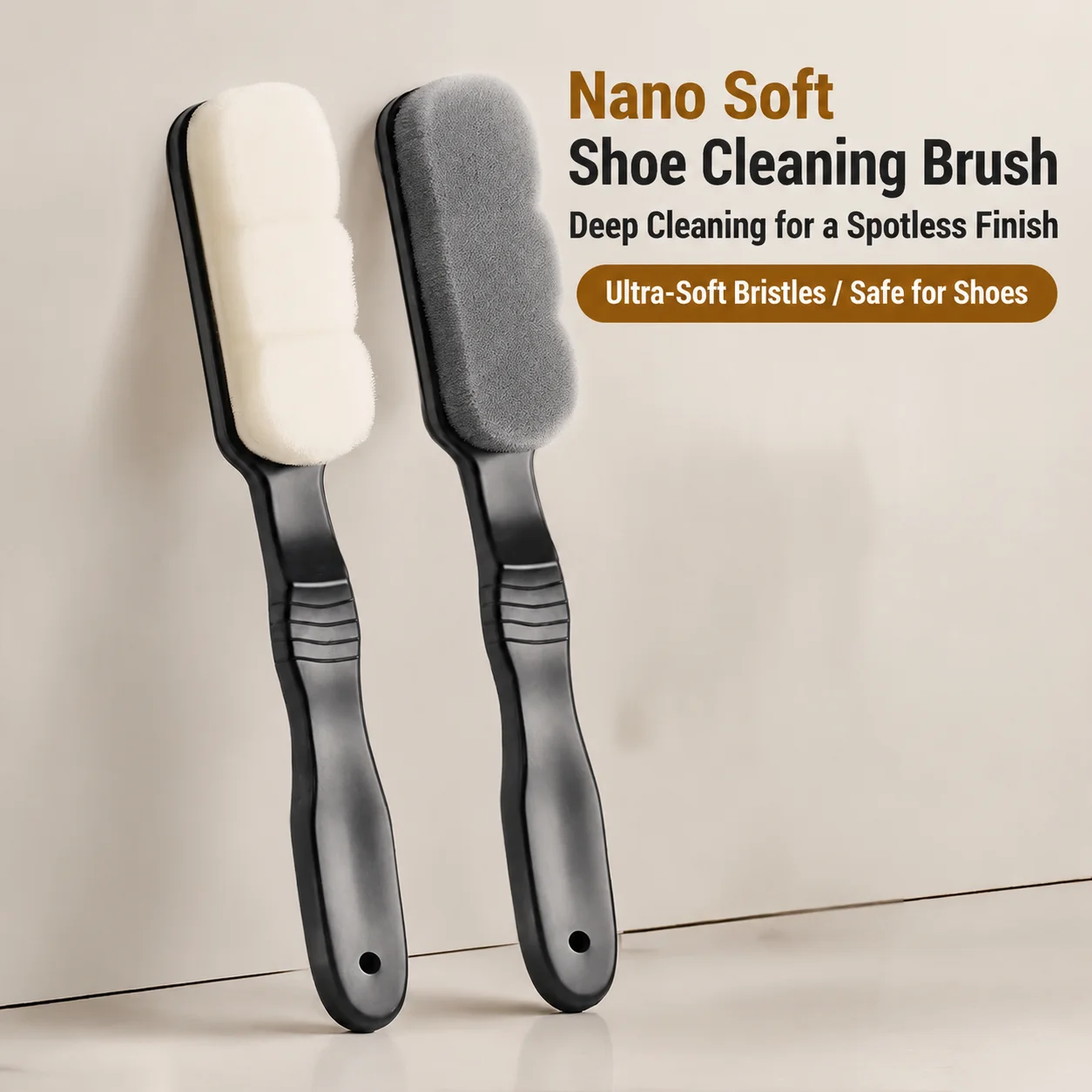 Soft Bristle Shoe Brush, Extra Soft Cleaning Brush for Mesh, Running Shoes, Long Handle, Multi-Functional