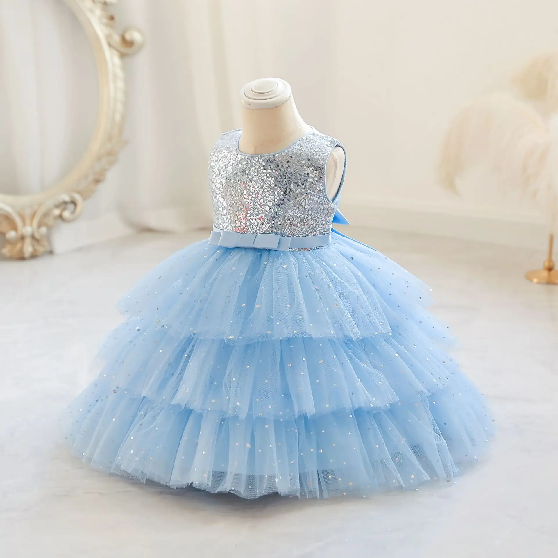 Pink Infant Gowns Baby Girl Dress Toddler Birthday Party Costume Sleeveless Butterfly Sweet Princess Summer Tutu