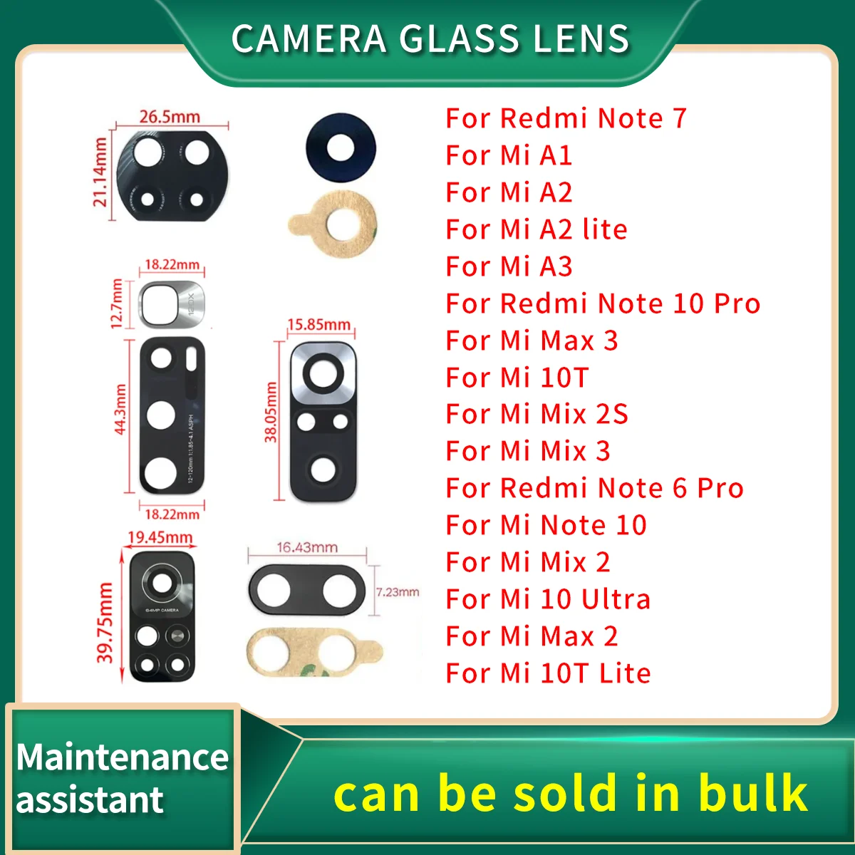 

Back Camera Glass Cover Lens With Sticker For Xiaomi Mi A3 A1 A2 10T Lite Max 3 2 Mix 3 2S 2 10 Ultra Redmi Note 6 7 10 Pro 10S