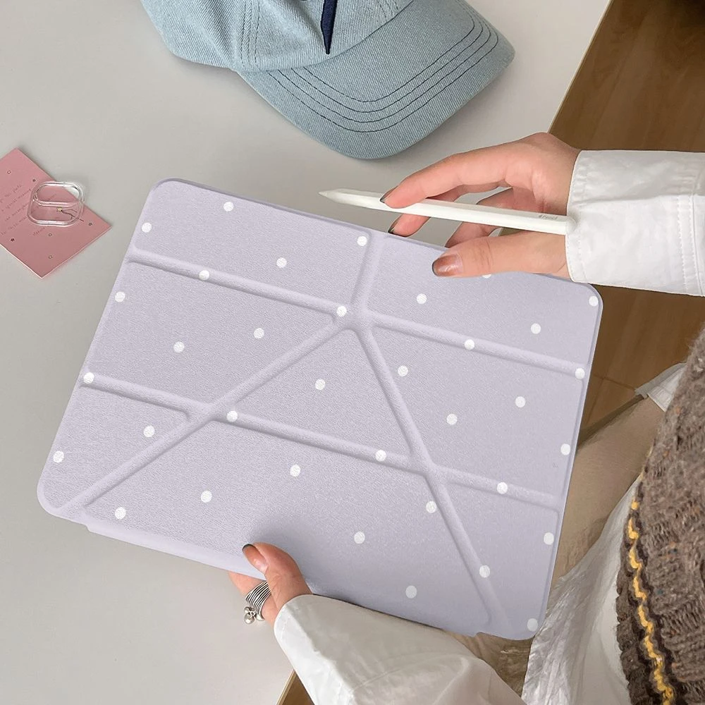 Purple Polka Dot Tablet Case For iPad Pro 11 12.9 13 A16 M2 M4 M3 M5 Shell 8.3 9.7 10.2 5/6/7/8/9/10/11th Mini Air 3 4 5 6 Cover