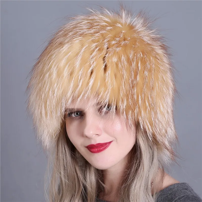 

Ladies' fur hats vertical striped woven small round ear fashionable and warm