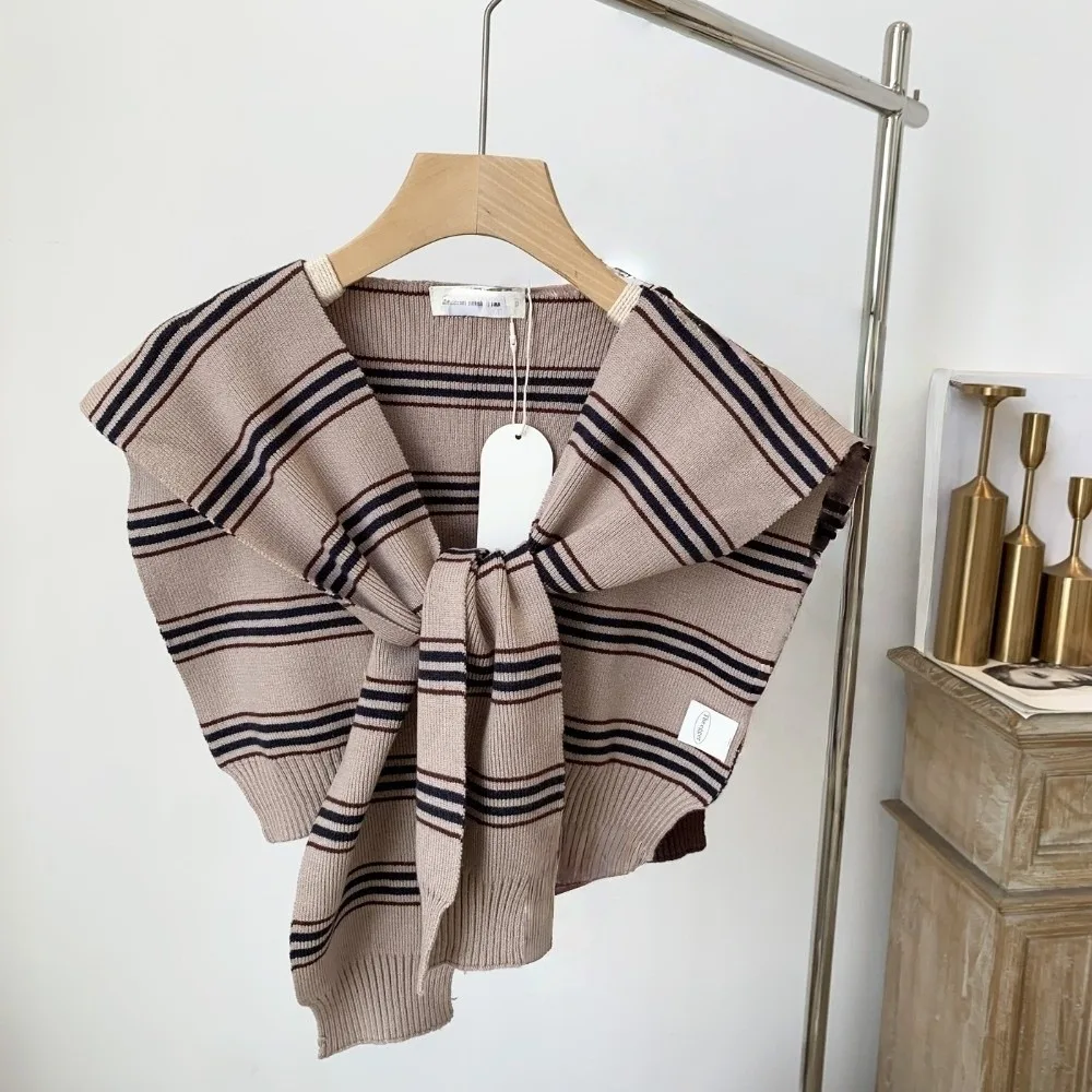 

Модная классическая мужская вязаная шаль, корейский стиль, полосатый шарф, плащ, завязанный искусственный воротник, блузка