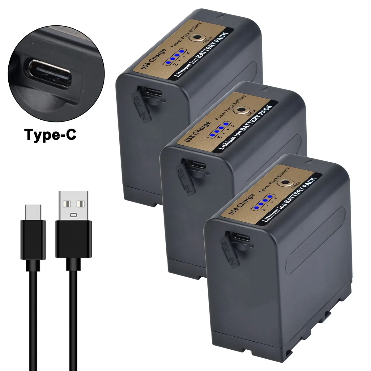 

USB-C charge 7800mAh NP-F970 NP-F980 Аккумулятор со светодиодным индикатором для Sony F970 F770,SONY HVR-HD1000