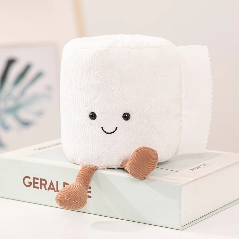 

Cartoon Toilet Paper Modeling Plush Toy Roll Paper Cute Funny Suffed Doll Restroom Toys Room Decoration Holiday Gifts