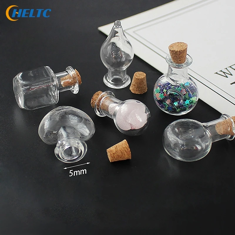 10PCS Mini Glass Bottle Miniature Bottle Mini Cork Glass Vials DIY Mini Wishing Drifting Bottle Wedding Party Decor Glass Jars