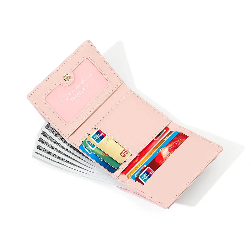 الكورية نمط المرأة المحفظة القصيرة بو الجلود محفظة نسائية للعملات المعدنية مع Ins فراشة عقدة Trifold مشبك المال الأفقي بالجملة