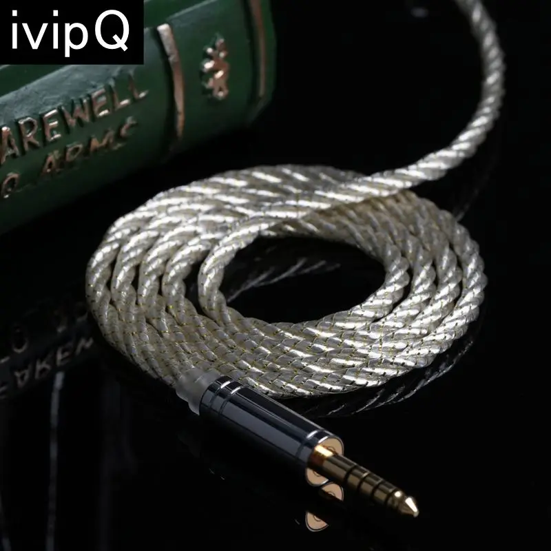 IvipQ-212 플래그십 케이블 교체 헤드폰 플러그, 순은 팔라듐 + 22K 골드 리프 이어폰 케이블, HD650 HD800 용, 2.5mm, 3.5mm  ie600 케이블  2핀 이어폰줄  4.4 케이블  이어폰mmcx케이블 2m 이어폰 케이블  2pin 이어폰 케이블  4.4mm 케이블  n5005 mmcx 케이블  이어폰 cable