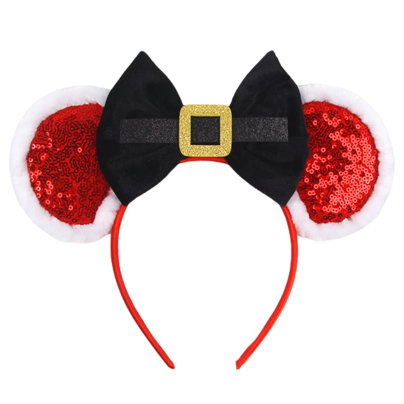 1 Stück Weihnachts-Haarreif mit Pailletten-Schleife und niedlichen Mickey-Mouse-Ohren, geeignet für Feiertagskleidung, perfektes Geschenk, Haaraccessoire – Detail 5