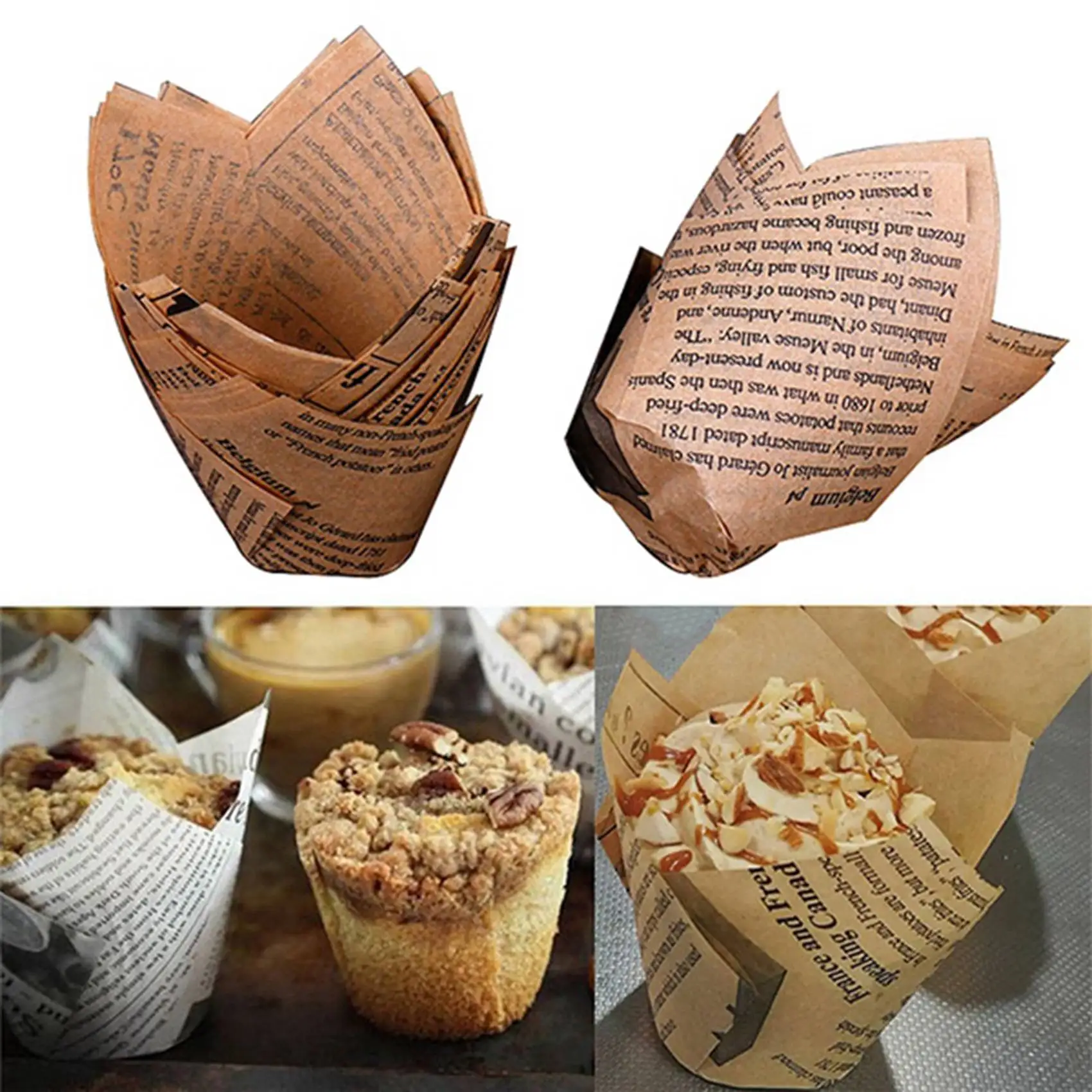 -A25M 150 peças de forros de cupcake de tulipa, copos de cozimento com roda cortadora de pizza com proteção protetora, fatiador de pizza portátil