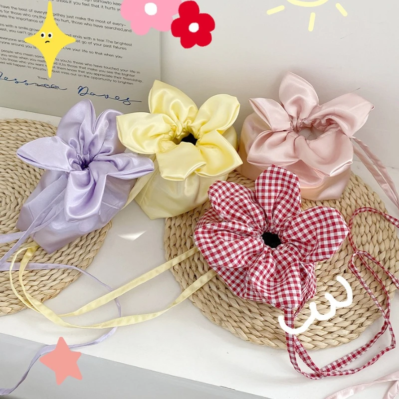 

Cute Plaid Women's Flower Bucket Shoulder Bag Retro Denim Phone Pouch Crossbody Bags Female Commute Storage Bag Clutch Handbags