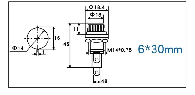 5pcs/lot 5x20mm 6x30mm Glass Fuse Housing 5*20 6*30 Insurance Tube Socket For Insurance Panel Mount Fuse Holder