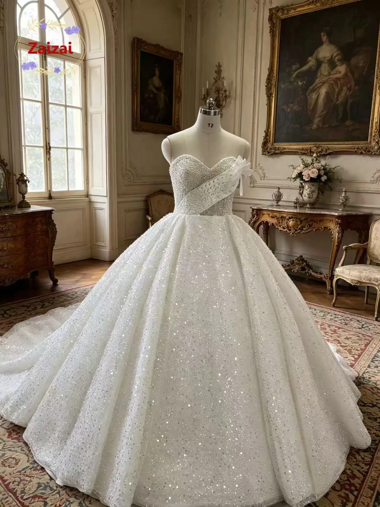 Maßgeschneiderte 2027 100% echte Bilder Sweetheart Brautkleider mit Perlen und Perlenstickerei, ärmellose Prinzessinnen-Brautkleider, Vestido De Noiva