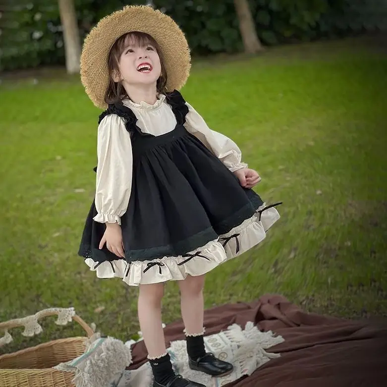 2025 Children Princess Dress New Girls Spring and Autumn Two Piece Set Fashionable Children Lolita Dress Fashion