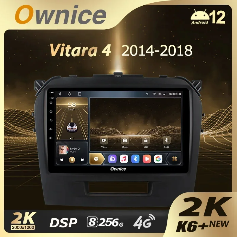 Ownice K6+ 2K for Suzuki Vitara 4 2014 - 2018 Android 12.0 Car Radio Stereo Support Front Camera 4G LTE 360 2din Auto Audio