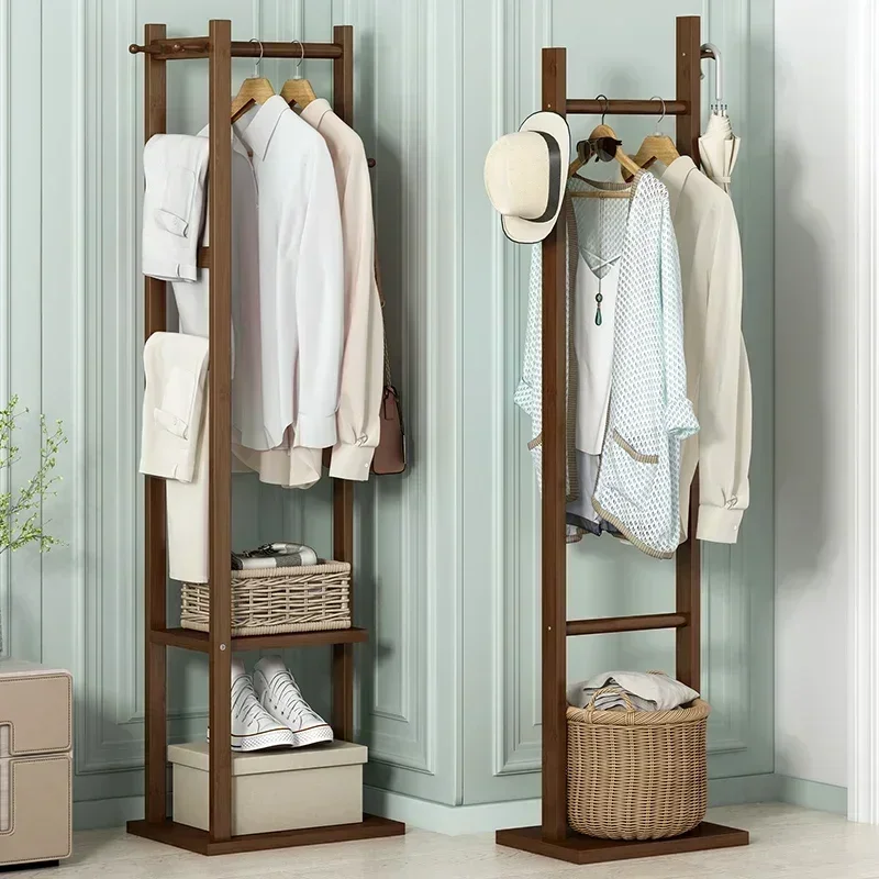 Folding Luxury Coat Rack Vertical Wooden Design Entrance Living Room Clothes Space Saver Storage