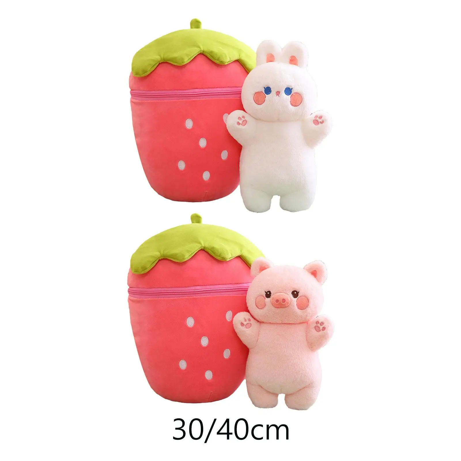 Cute Flip Strawberry to Animal Plush Toy Car Decorative Accompany Sleep Toy for Kids Children Boys Girls Teens Birthday Gifts