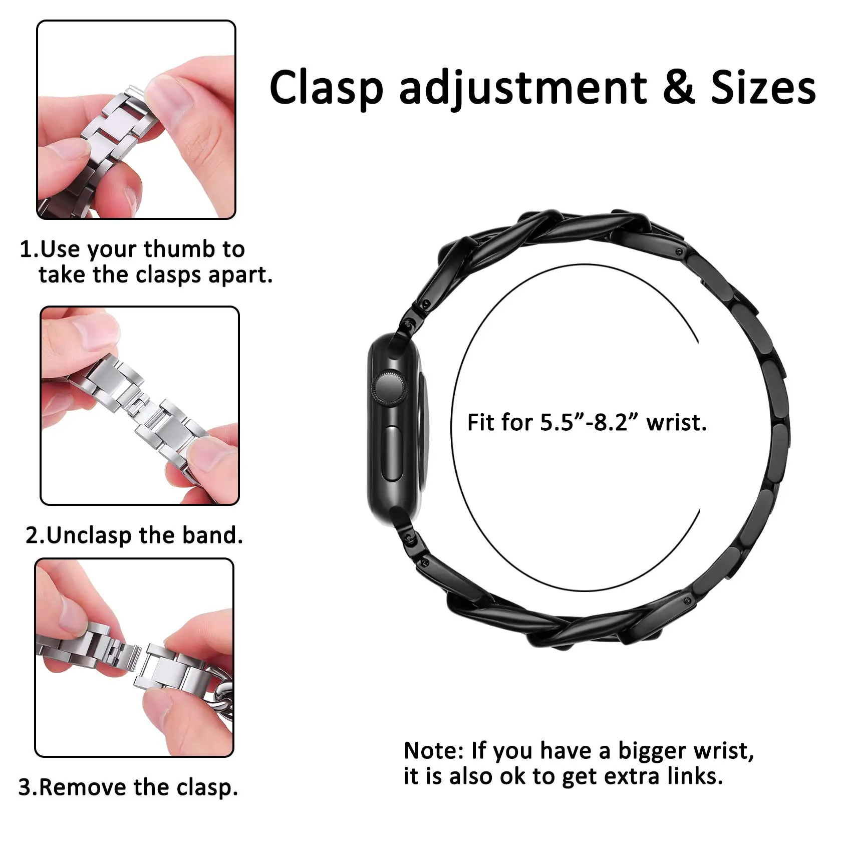 Metallisches Kettenarmband für Apple Watch 45mm 41 49 38 40 44 46 42mm Uhrenarmband für IWatch Series 4 5 6 7 8 se 9 10 11 12 Ultra – Detail 6