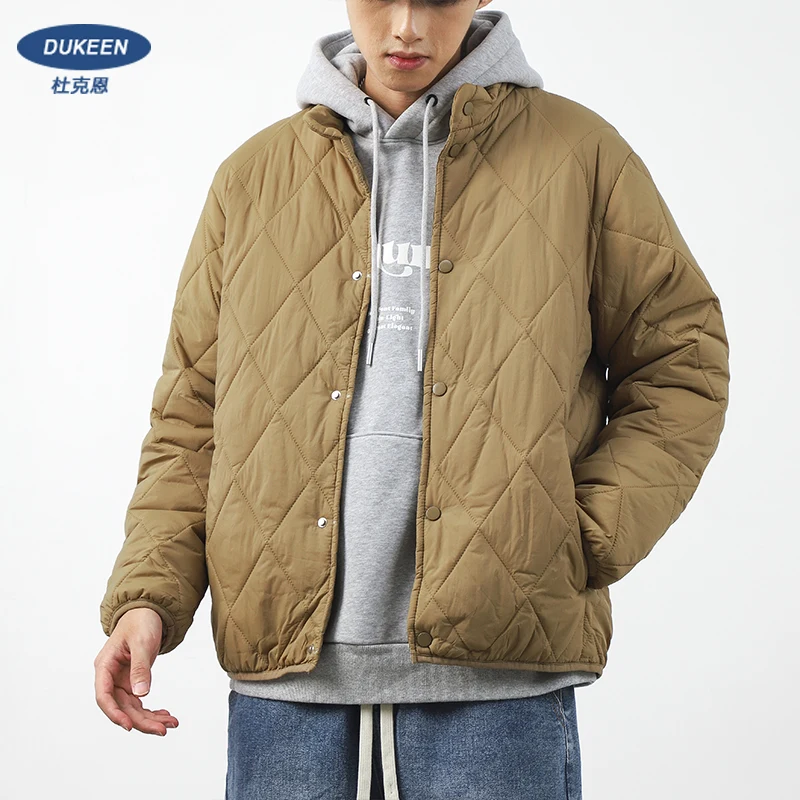 Dudiets Lingge-Veste de Baseball en Coton Cousue pour Homme, Vêtement Vintage, Solide, Épais, Col Montant, Imbibé, Hiver