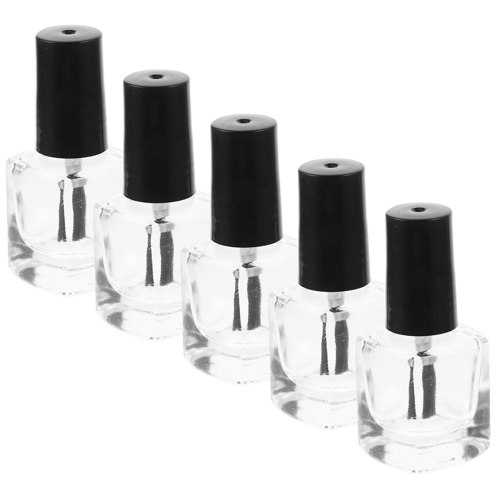 5Pcs 5Ml Empty Nail Polish Bottles with Brush Square Clear Glass Containers Spillproof Small Size Lightweight Travel Friendly
